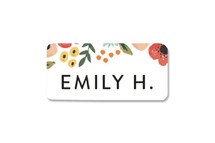 This is a colorful name label by August and Oak called Watercolor Flowers with standard printing on waterproof sticker paper in sticker.