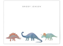 This is a blue kids thank you cards note by Joanna Griffin called Dinosaur Parade with standard printing on signature in standard.