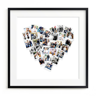 This is a colorful photo art by Minted called Collage Heart printing on signature in matted 16x16.